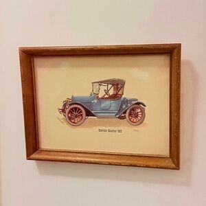 Vintage Small Framed Chevrolet Roadster 1913 Print Wood Frame Glass